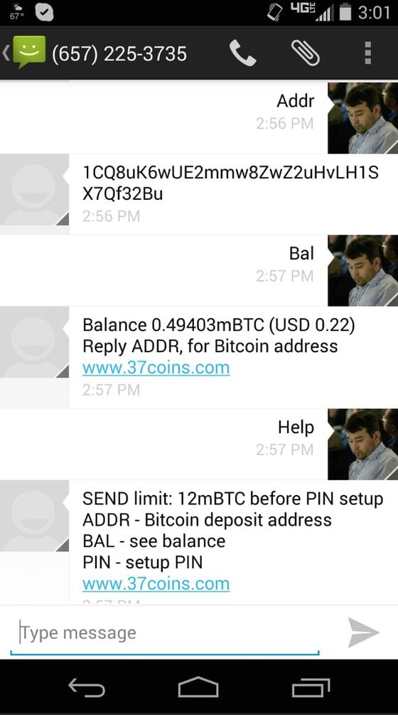  SMS messages can be used to check wallet information.