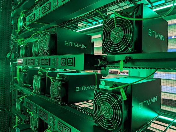Bitmain Antminer mining rigs at Consensus 2022 (Christie Harkin/CoinDesk)