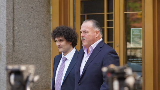 Sam Bankman-Fried outside a courthouse earlier this year. (Nikhilesh De/CoinDesk)