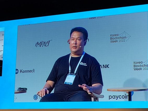 QCP Capital co-founder Darius Sit speaking at Korea Blockchain Week. (Shaurya Malwa/CoinDesk)