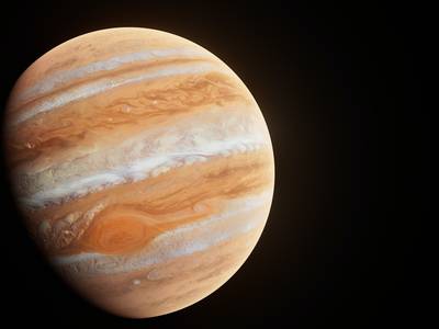 Planet Jupiter and its great red spot