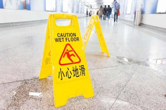 caution, wet floor