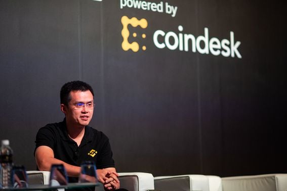 Binance CEO Changpeng Zhao speaks during Consensus.