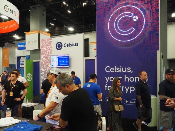 The Celsius booth at Bitcoin 2022 (Danny Nelson/CoinDesk)