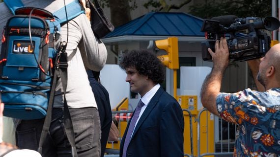 Sam Bankman-Fried exits a federal courthouse in lower Manhattan on July 26, 2023. (Nikhilesh De/CoinDesk)