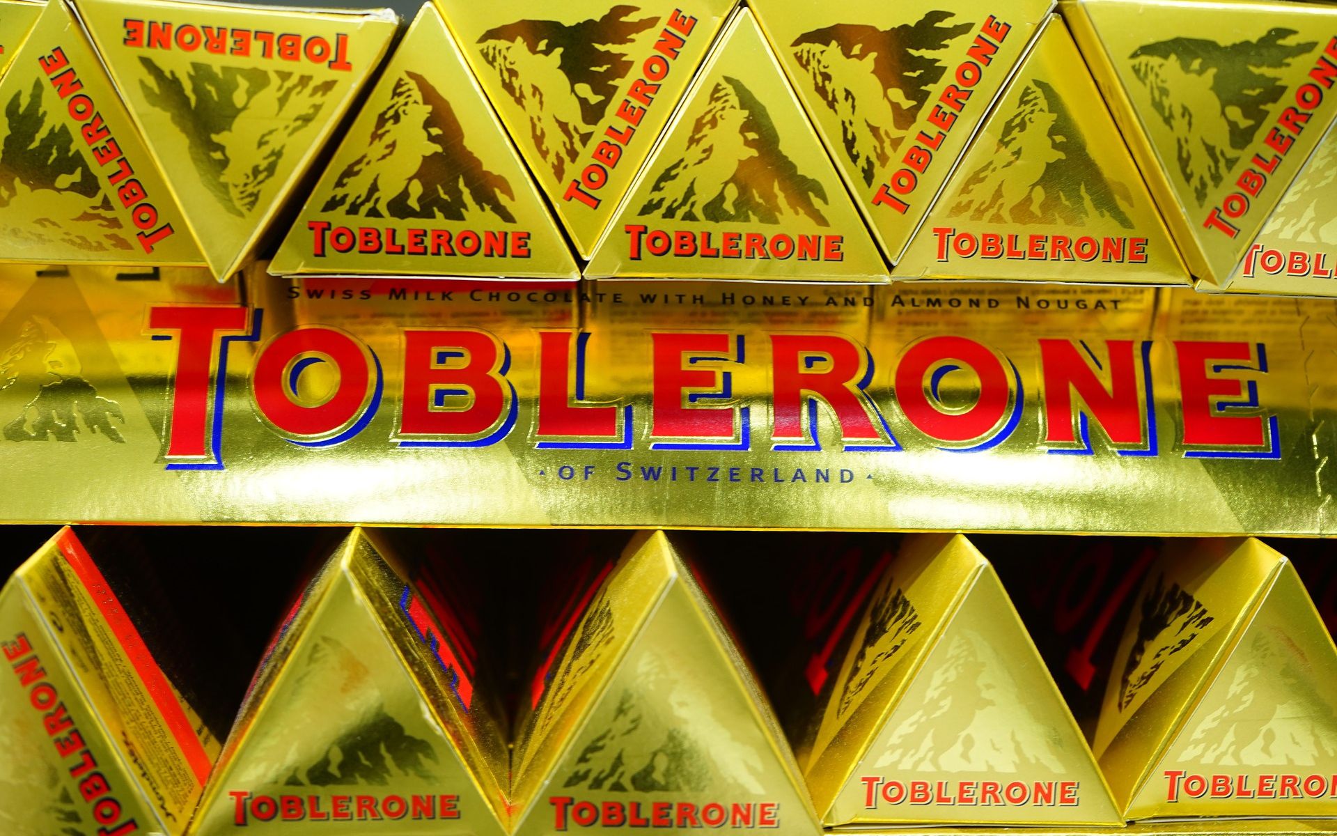 Stacked bars of Toblerone