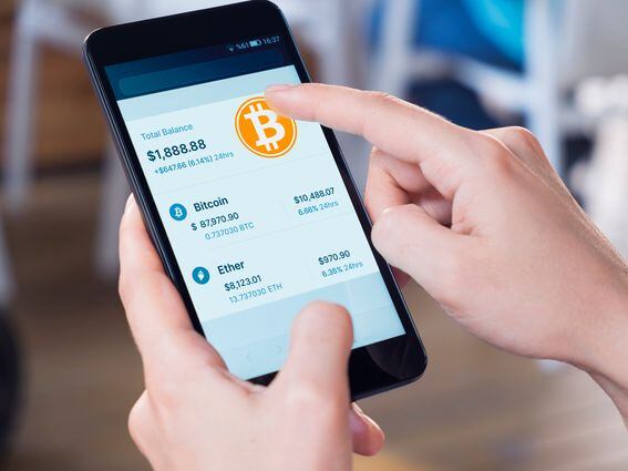 Bitcoin - Crypto Currency Wallet On A mobile Phone