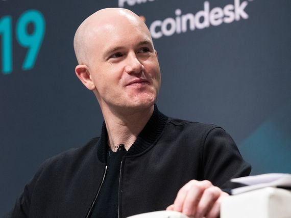 Coinbase CEO Brian Armstrong speaks at Consensus 2019 (CoinDesk)