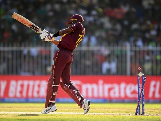 The ICC Men's T20 World Cup match between West Indies and Bangladesh at Sharjah Cricket Stadium on Oct. 29, 2021, in Sharjah, United Arab Emirates. (Alex Davidson/Getty Images)