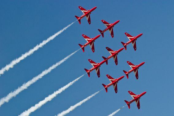 The RAF's Red Arrows in formation (Martijn Smeets/Shutterstock)