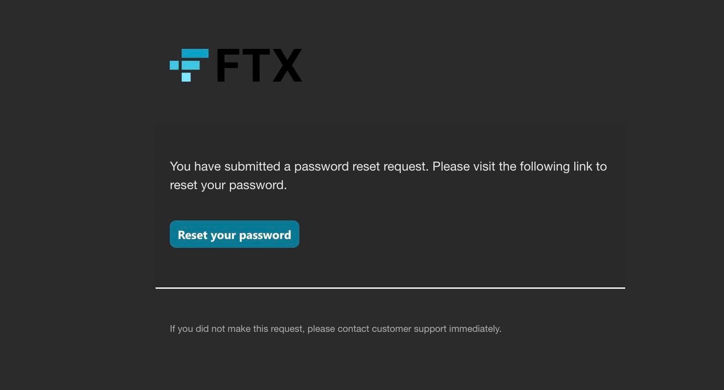 FTX users prompted to reset password (FTX)
