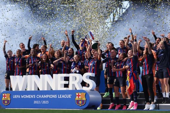 UEFA Women's Champions League final match between FC Barcelona and VFL Wolfsburg on June 03, 2023 in Eindhoven, Netherlands. (Dean Mouhtaropoulos/Getty Images)