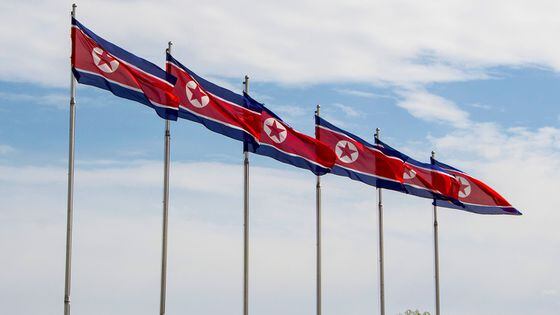 Flags fly in Pyongyang, North Korea (Micha Brandli/Unsplash)