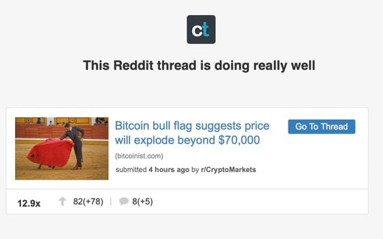Bitcoin post trending on Reddit