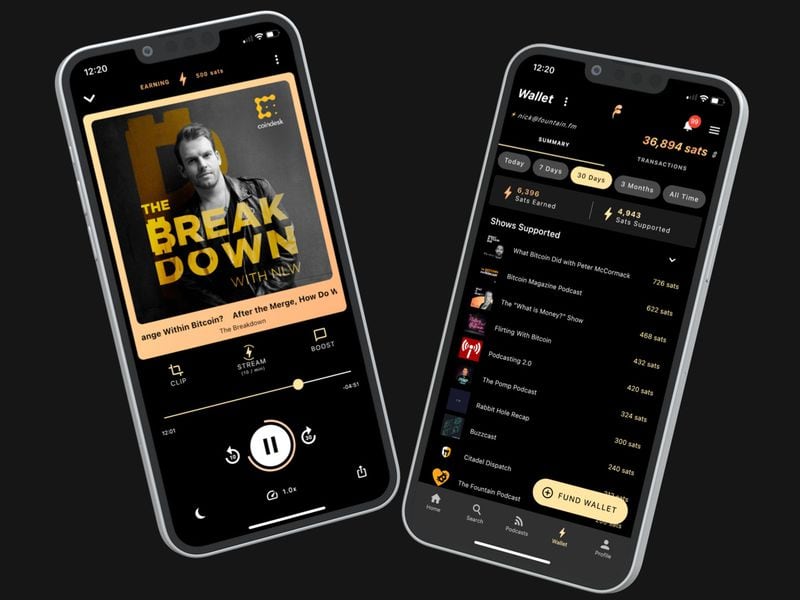 A screenshot of the Fountain Podcasts app (Fountain Labs)