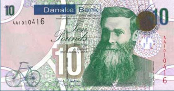 10 pound note from Danske Bank, one of Northern Ireland's retail banks