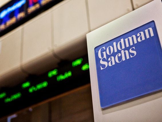 CDCROP: Goldman Sachs logo by the New York Stock Exchange floor (Ramin Talaie/Getty Images)