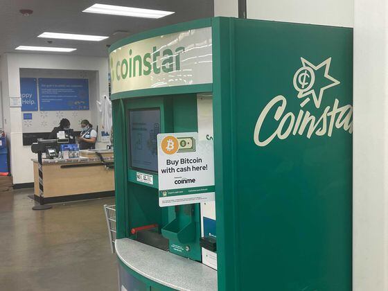 One of the bitcoin-enabled Coinstar kiosks at a Walmart in Warminster, Pa.