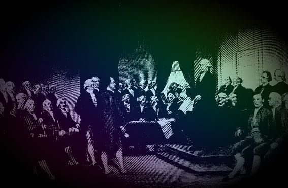 Constitutional Convention 1787 (Wikimedia Commons, modified by CoinDesk)