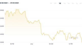 Bitcoin 24-hour price chart, CoinDesk 20