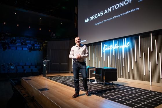 'HERESY': Andreas Antonopoulos articulated why "winner takes all" is out and inter-blockchain communication is in, at the Blockstack Summit in San Francisco. (Credit: Gary Sexton/Blockstack Summit 2019)