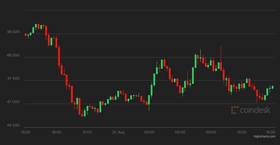 Bitcoin 24-hour chart (CoinDesk 20)
