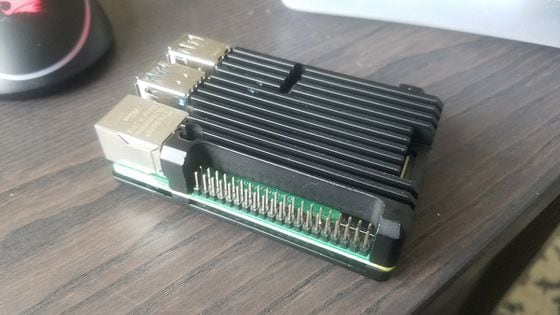 Raspberry Pi with heat sink case attached