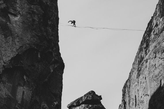 Stumble on a tight rope.