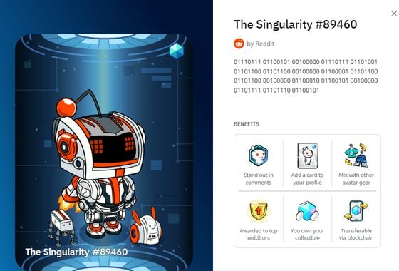 A collectible avatar from "The Singularity" collection on Reddit. (Reddit)