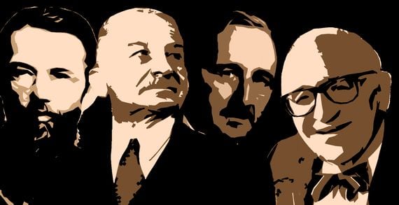 BITCOIN ACADEMY: "Free market" economists were central to the development of Bitcoin. From left to right: Carl Menger, Ludwig von Mises, FA Hayek and Murray Rothbard.