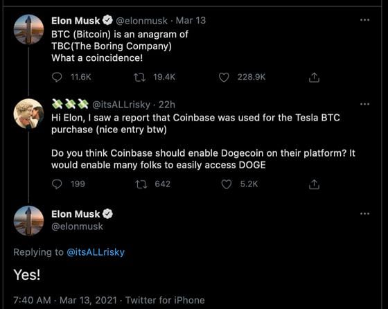 Musk's Twitter reply.