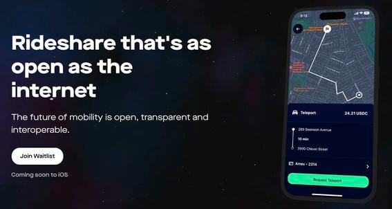 An image from Teleport, a decentralized ride-sharing service.