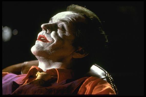 Jack Nicholson plays the Joker in the movie "Batman," directed by Tim Burton. 