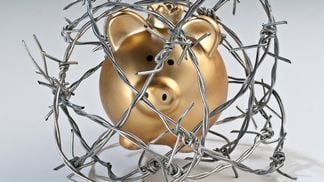 piggy bank barbed wire