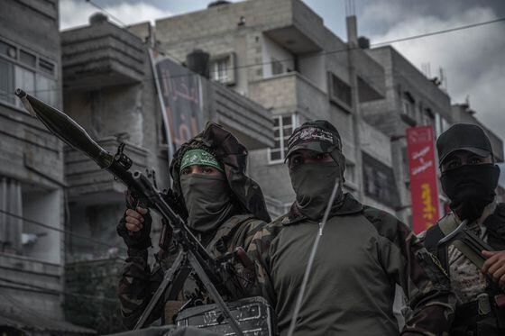 Fighters of Ezz al-Din Al-Qassam brigades, the military wing of Hamas.