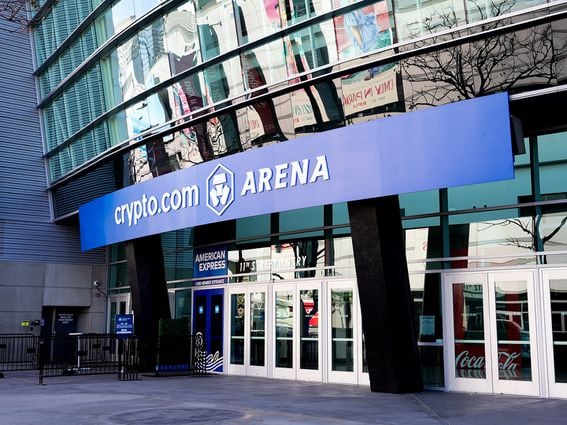 LOS ANGELES, CALIFORNIA - JANUARY 26: The exterior of Crypto.com Arena in Los Angeles, seen on the second anniversary of the death of Kobe Bryant on January 26, 2022. (Photo by Rich Fury/Getty Images)