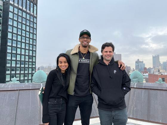 Left to right: EmpireDAO core contributor Mary Gooneratne, investor Lance Thomas and founder Mike Fraietta. (Fran Velasquez/CoinDesk)
