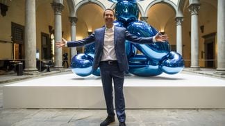 FLORENCE, ITALY - SEPTEMBER 30: Artist Jeff Koons attends a press conference to present the exhibition Jeff Koons "Shine" in Palazzo Strozzi on September 30, 2021 in Florence, Italy. (Photo by Laura Lezza/Getty Images)