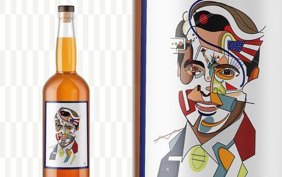 Whiskey bottle featuring portrait of Skybridge Capital founder Anthony Scaramucci created by artist 8th Project. (FlatterNFT.com)