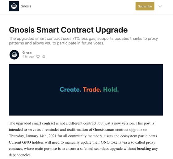 Screenshot of the imposter Gnosis Substack newsletter