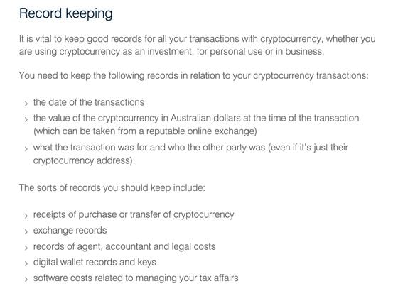 Records to keep on crypto