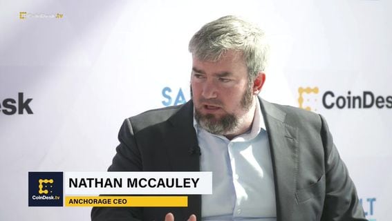 Anchorage co-founder Nathan McCauley appears on CoinDesk TV at the SALT Conference in September. (CoinDesk archives)
