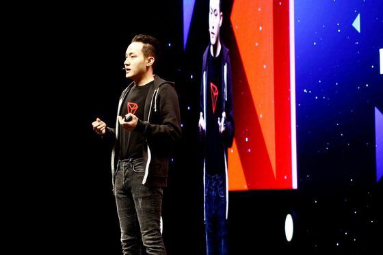Justin Sun speaks at niTRON Summit 2019 in San Francisco, photo by Brady Dale for CoinDesk