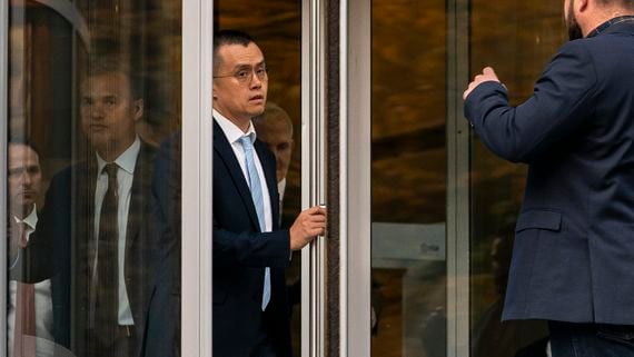 Binance CEO Changpeng Zhao leaves the U.S. District Court in Seattle, Washington. (David Ryder/Getty Images)