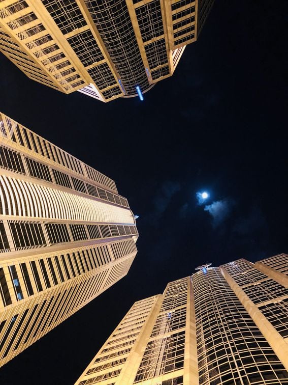 skyscraper, night