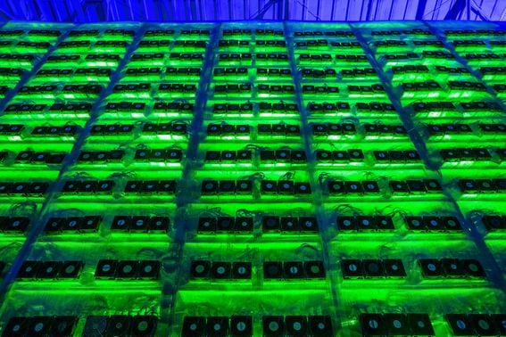 Bitcoin mining at the CryptoUniverse Farm, in Russia.