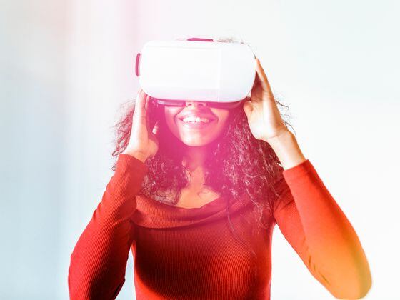 Woman with virtual reality glasses