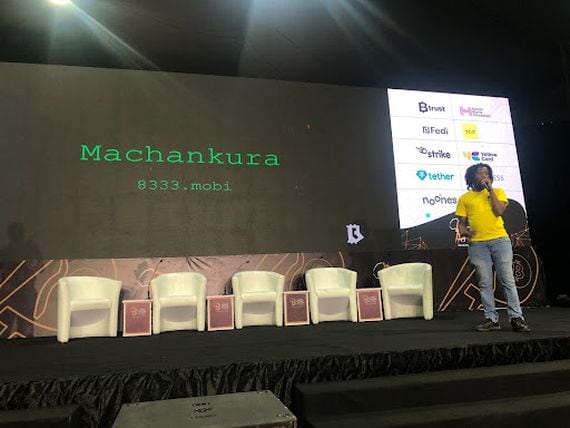Kgothatso Ngako presenting at the 2023 African Bitcoin Conference in Ghana. (Frank Corva)