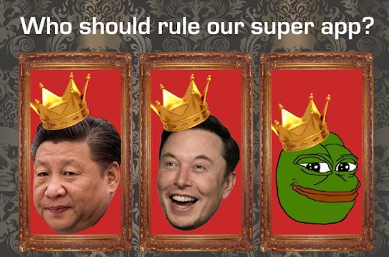 Who do we want to build an app for everything? Elon Musk has plans for Twitter, and Chinese Communist Party Chairman Xi Jinping has eyes all over WeChat. Galen Moore explores whether a super app could emerge naturally from open source and composable code.(Galen Moore/pngegg, modified)