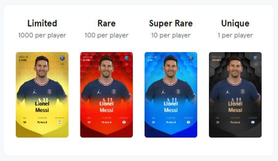 Messi cards (Sorare)